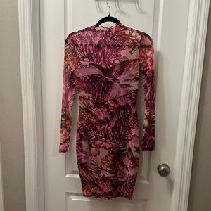 Tropical Floral Long Sleeve Daytime to Evening Dress